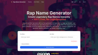 Rap Name Generator - AI tool for Audio & Music