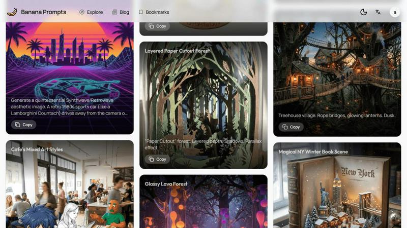 Banana Prompts application interface and features