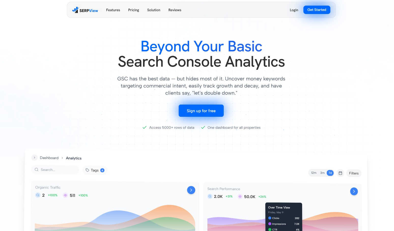 SERPView application interface and features