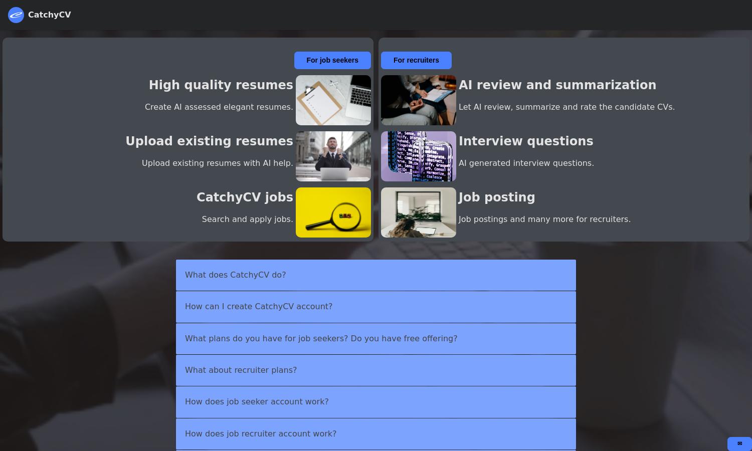 CatchyCV Website