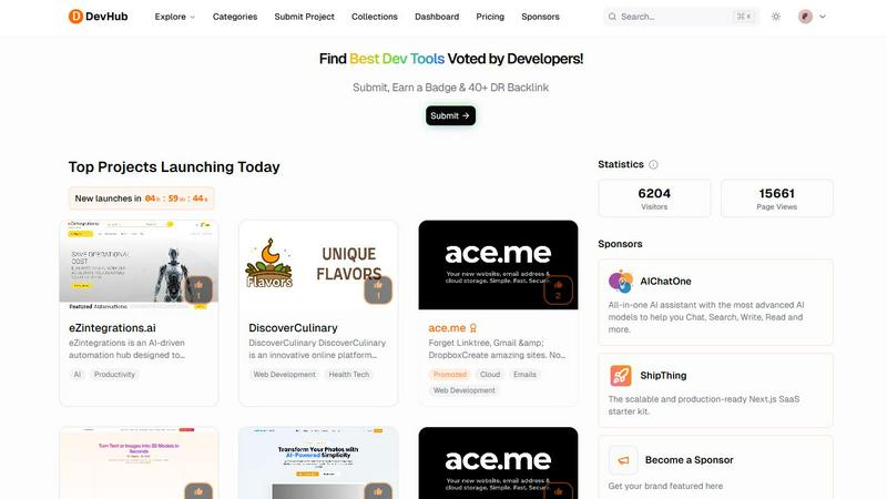 DevHub application interface and features