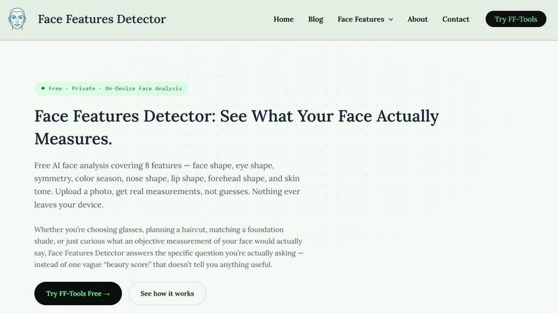 Face Features Detector application interface and features