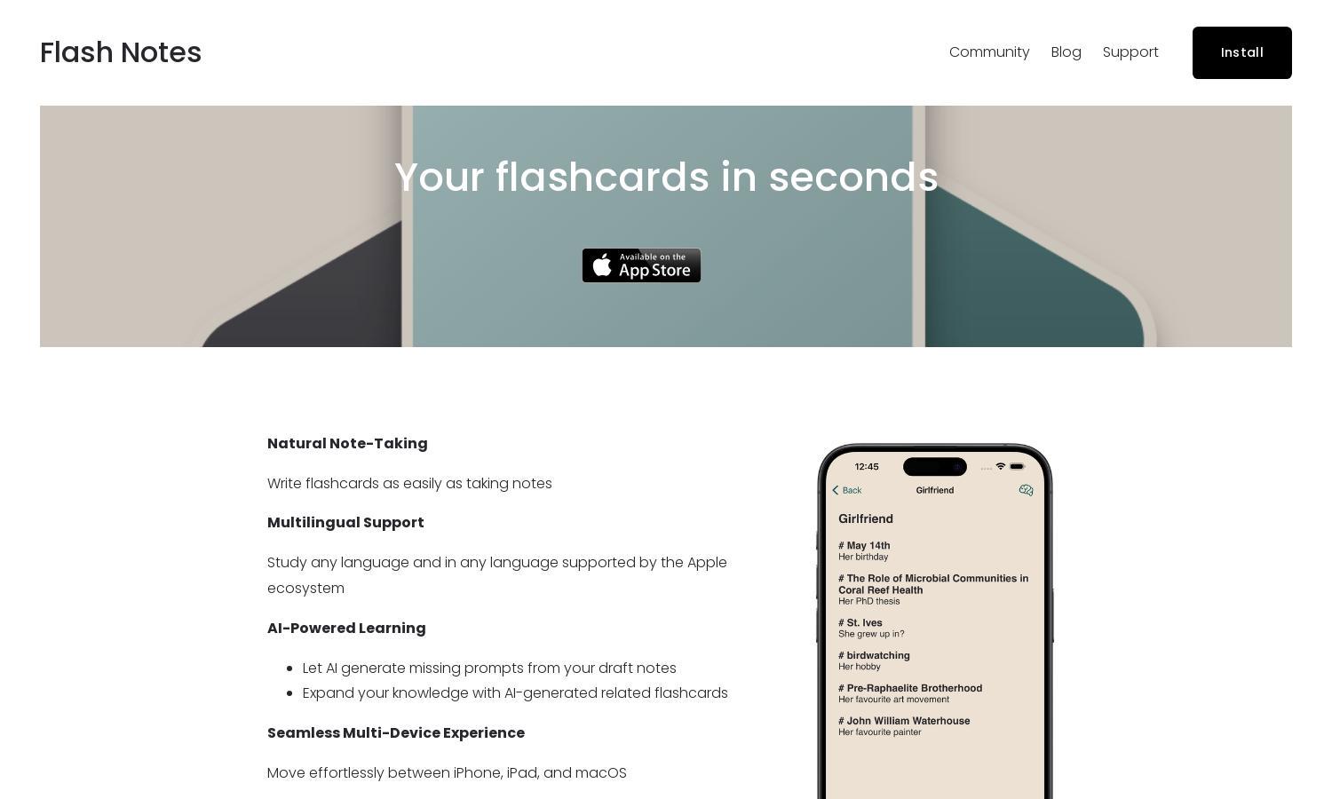 Flash Notes Website