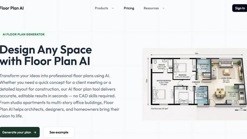 Floor Plan AI application interface and features