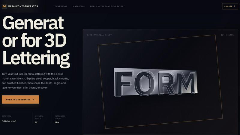 metalfontgenerator application interface and features