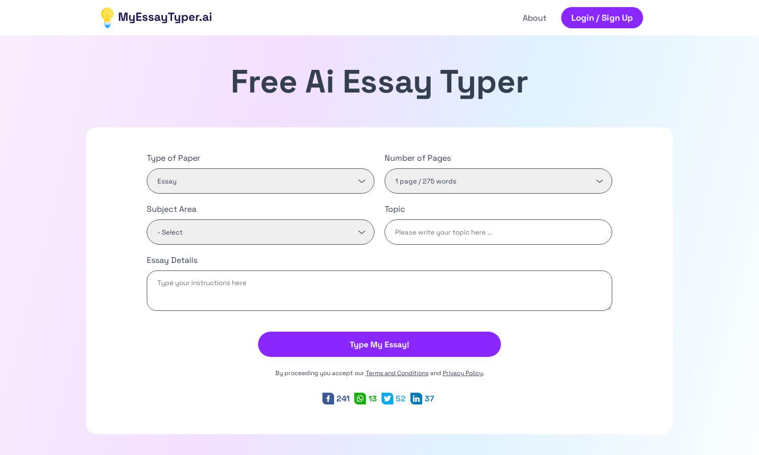 Myessaytyper.ai Website