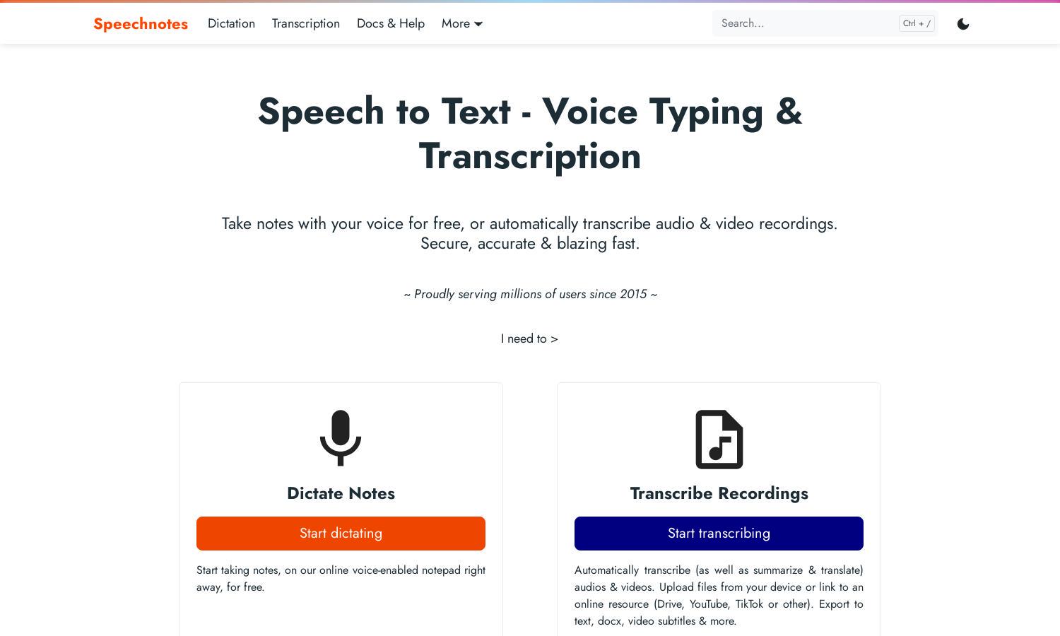 Speechnotes Website