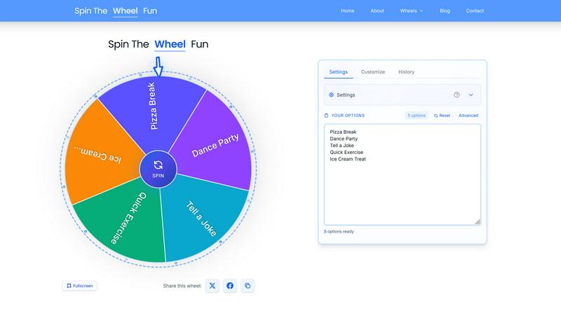 SpinTheWheelFun application interface and features