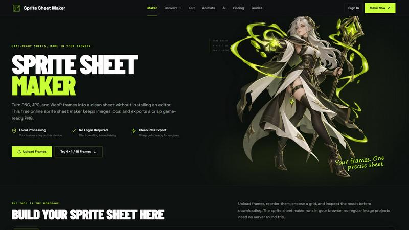 Sprite Sheet Maker application interface and features