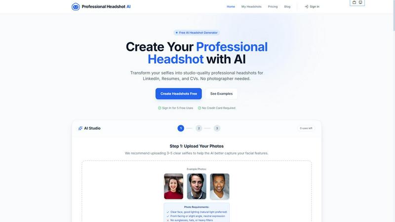 Professional Headshot AI application interface and features