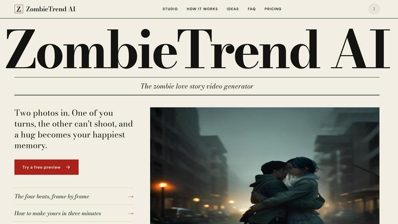 ZombieTrend AI application interface and features